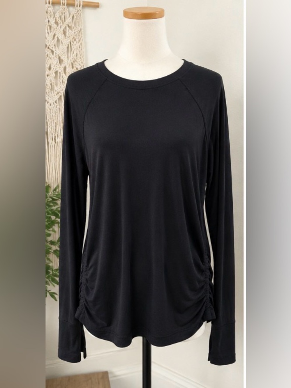 Athleta Black Modal Blend Long Sleeve Top